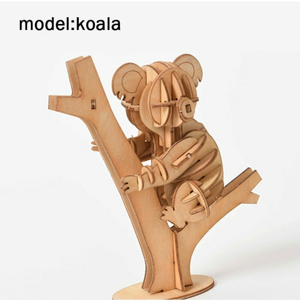 3D koala animal model Diy puzzle wooden toys assembly game For kids adult gift